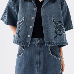 Western Patched Denim Shacket