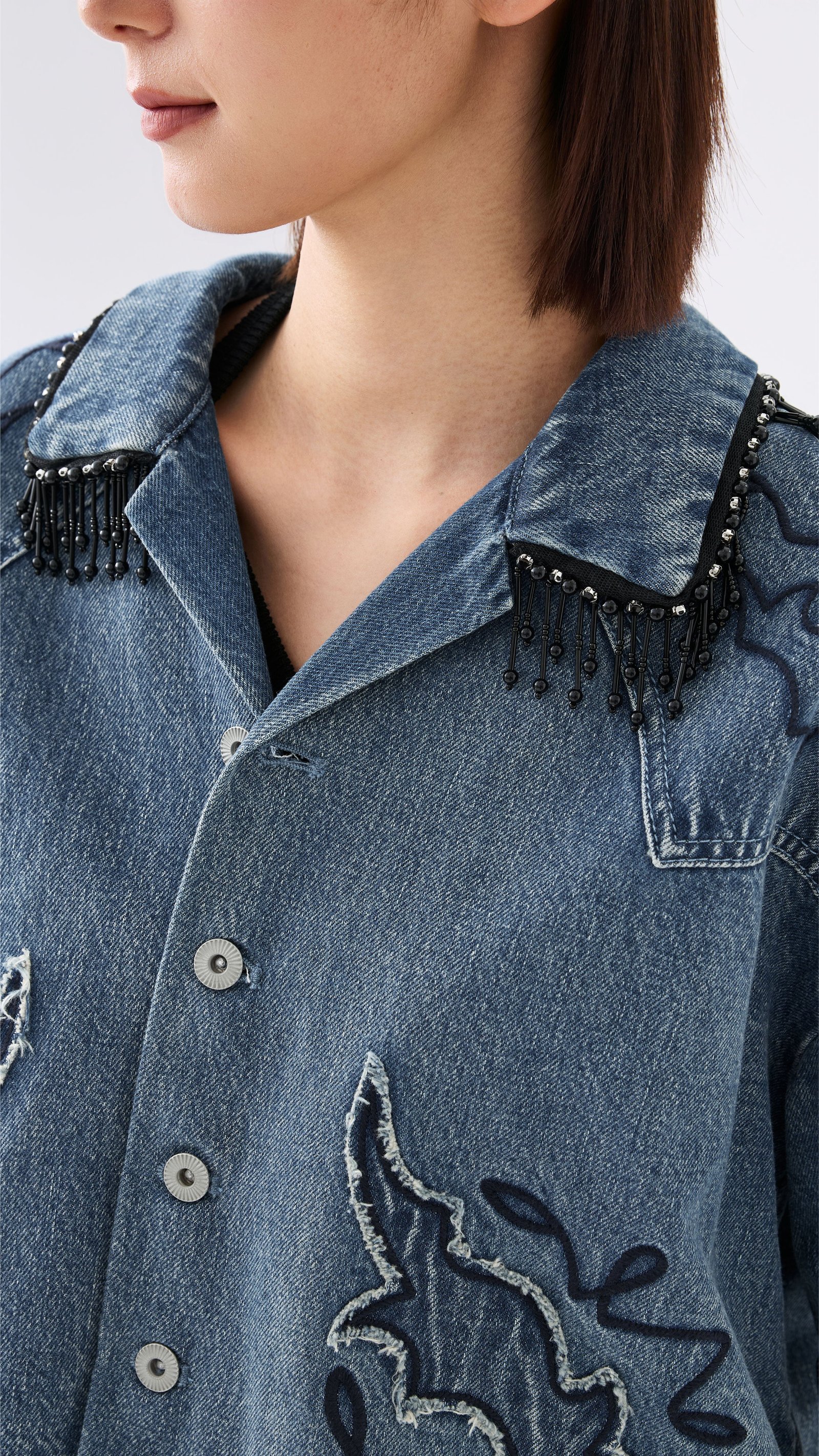 Western Patched Denim Shacket - Image 6