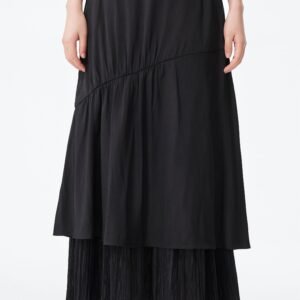 Pleated Patch Skirt