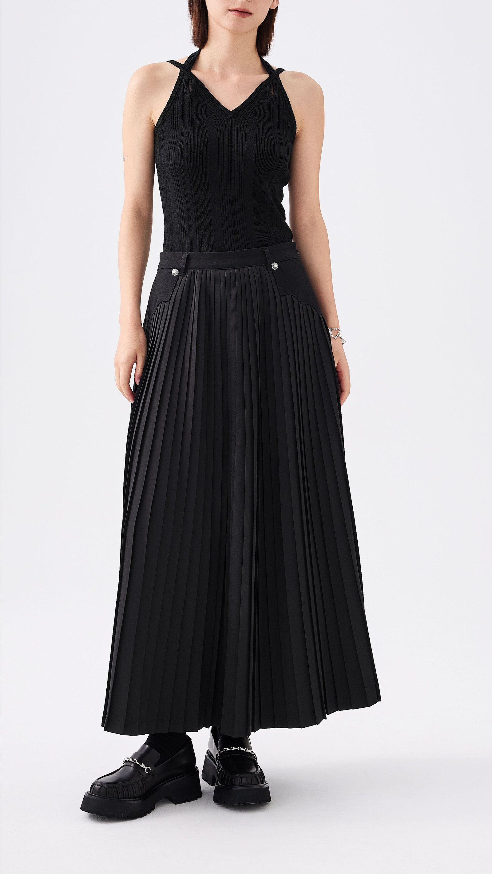 Front Pleated Flare Skirt - Image 4
