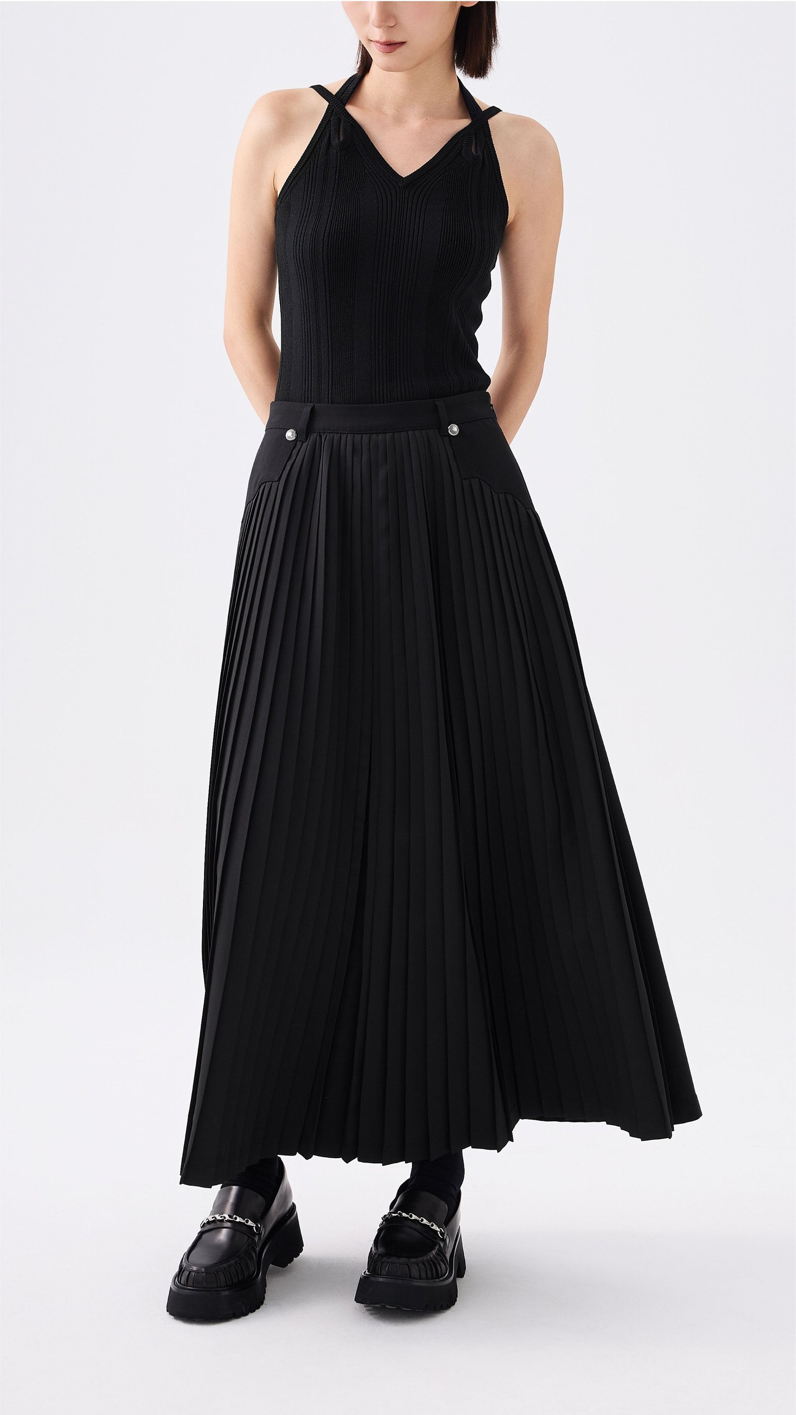 Front Pleated Flare Skirt - Image 5