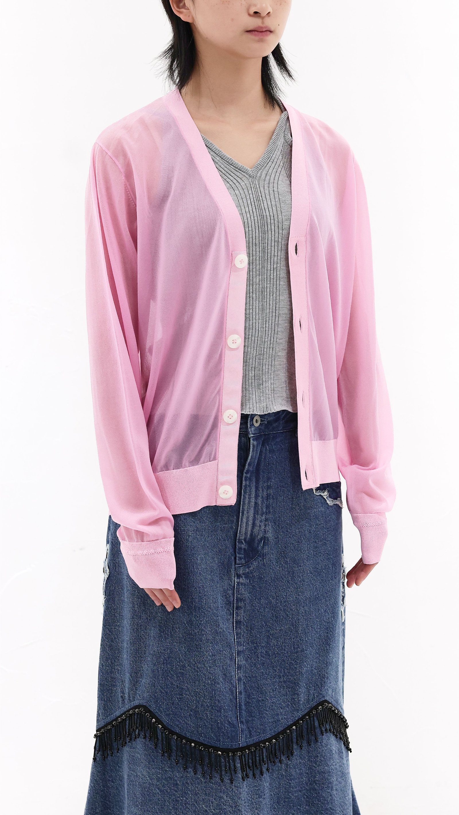 Cropped Sheer Cardigan - Image 2