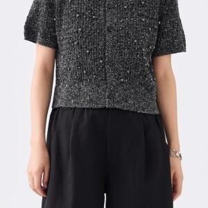 Metallized Knit Cardigan