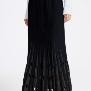 Contrast Color Pleated Knit Skirt