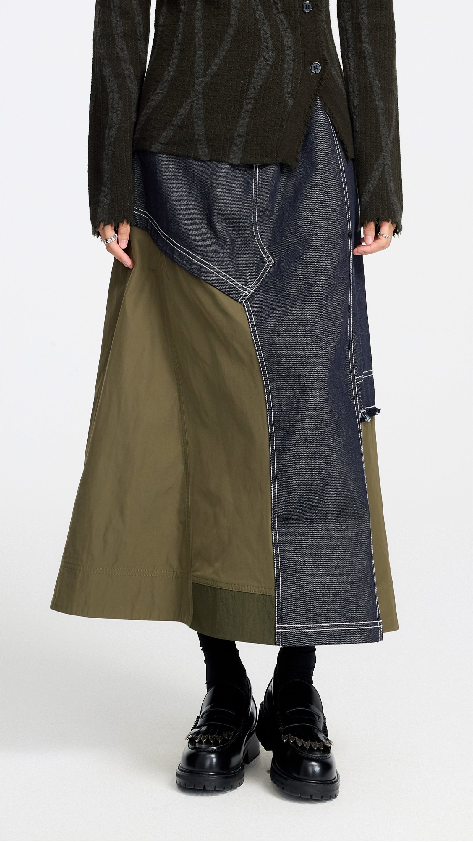 Rebuild Denim Army A-line Skirt