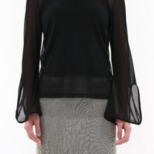 Flare-sleeves Mesh Tee
