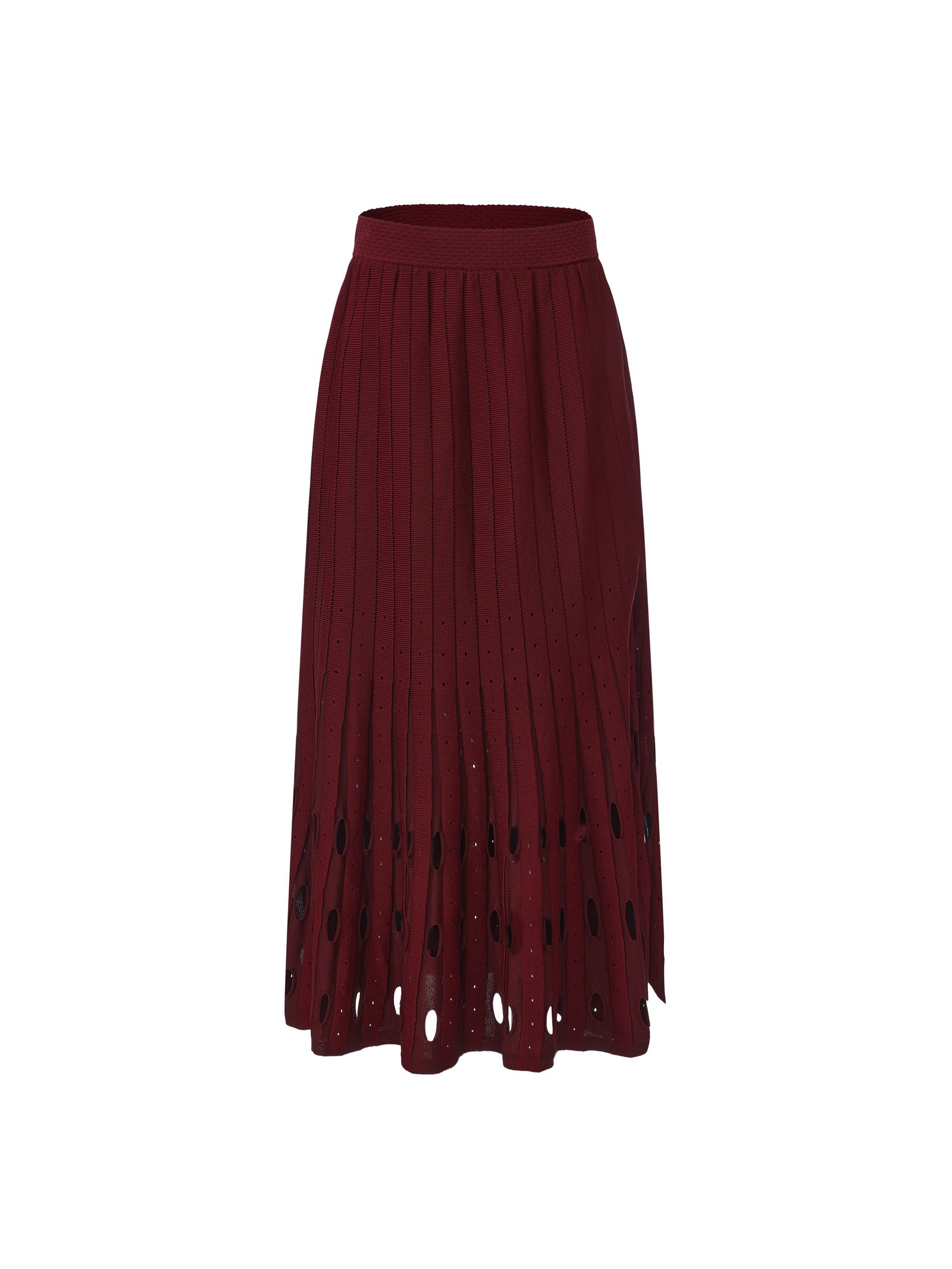 Contrast Color Pleated Knit Skirt - Image 7