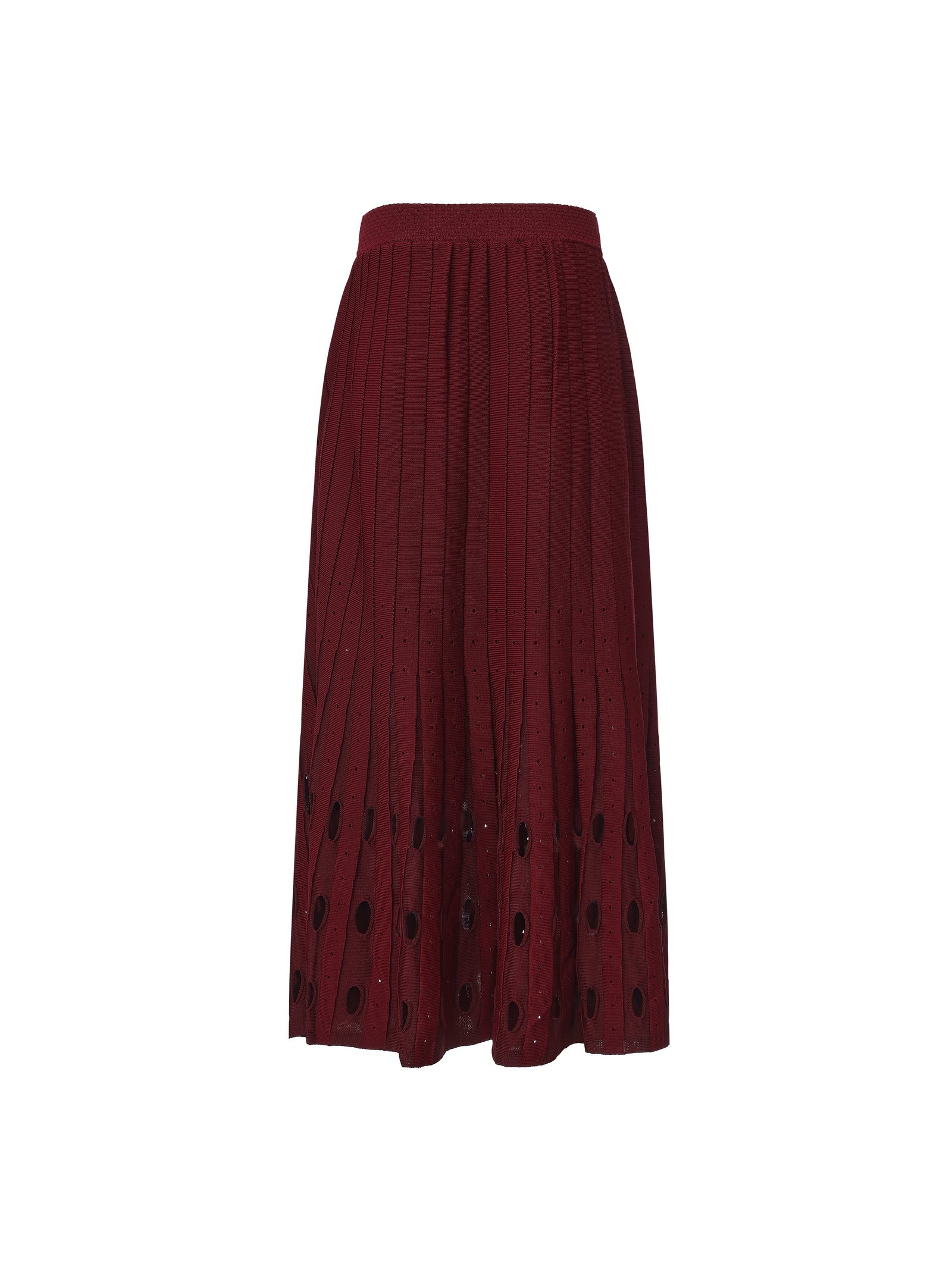 Contrast Color Pleated Knit Skirt - Image 8